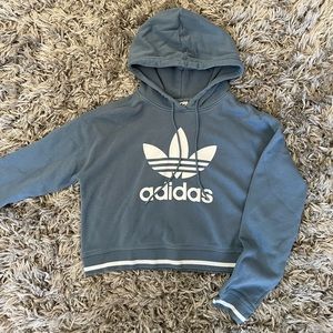 Light Blue Adidas Cropped Hoodie 